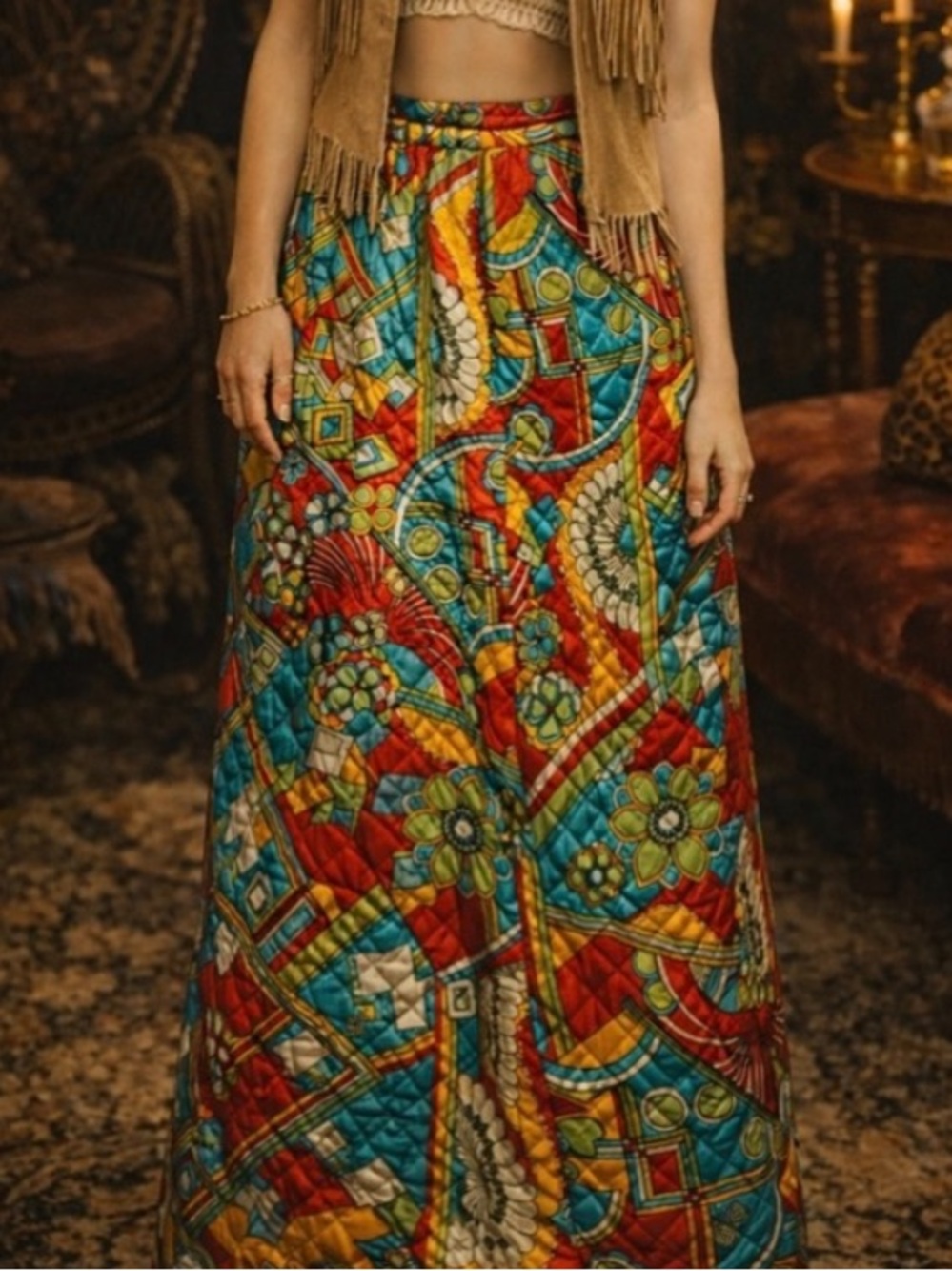 Vintage 1960’s - Multicolor Maxi Bohemian skirt